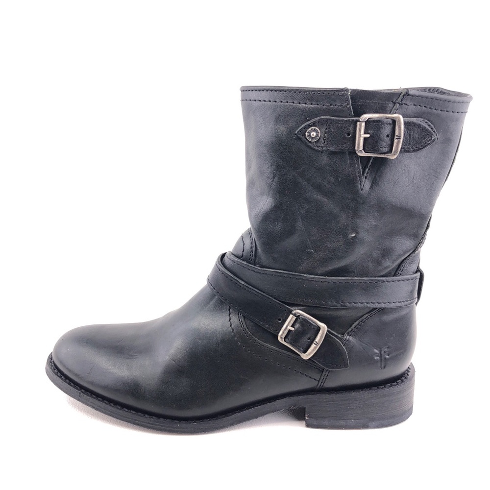 Frye Jayden Cross Engineer Black Leather Moto Boots